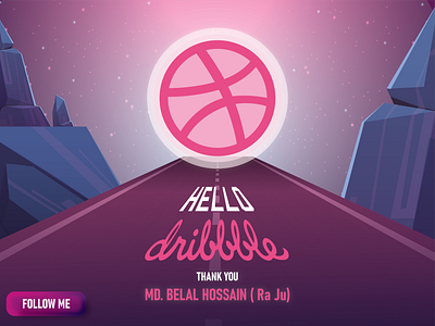 Hello Dribbble! 1st shot design hellodribbble illustration invite thanks vector