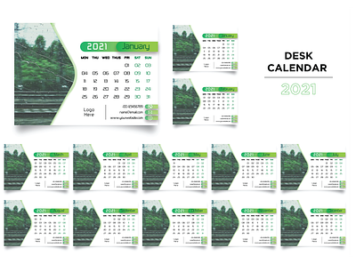 Desk Calendar @2021 ai desk desk calendar desk calendar 2021 green print printready table