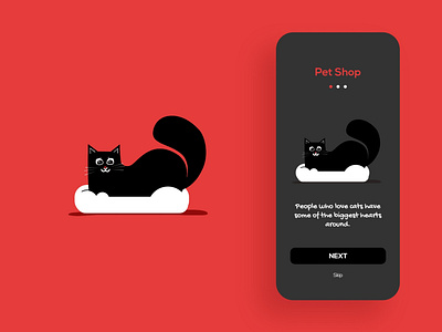 Black Cat animal app cat design flat illustration kitten minimal pet pet shop ui vector