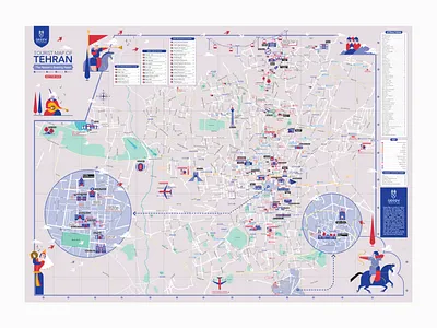 Tourist Map of Tehran character design city design flat graphic design illustration map minimal tourist vector