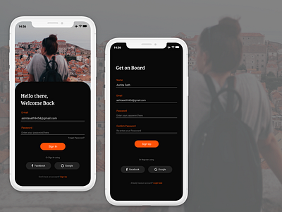 Sign Up and Sign In screen for Travel App dailyuiux design ui uiux