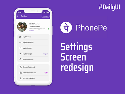 Settings Screen Redesign- PhonePe