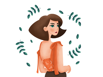 Breeze breeze challenge character character design design digital art digital illustration draw this in your style drawing dtiys girl illustration leaves procreate vector wind woman