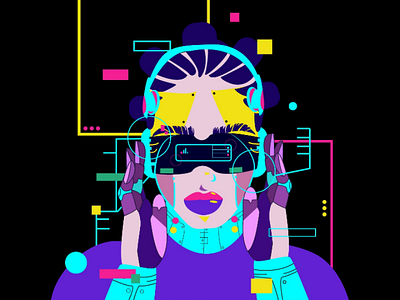 Sectional Cybernetics cyberpunk dark flatart futuristic neon vectorart