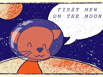First Mew On The Moon 1950 cat comic illustration midcentury moon procreate retro retro design sketch space