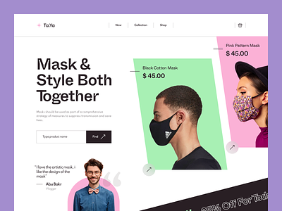 Mask Shop E-Commerce Website - Hero Header