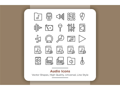 Audio Icons Set 1 audio button design element graphic icon illustration isolated loudspeaker media music sign sound speaker symbol vector voice volume wave white