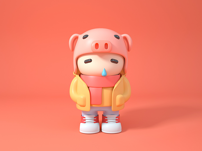 a cute little pig 3d 3d art design illustration