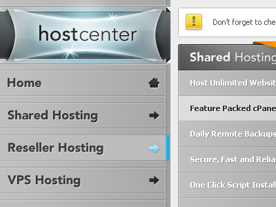 Hosting Design - Logo/Navigation Area design hosting interface website