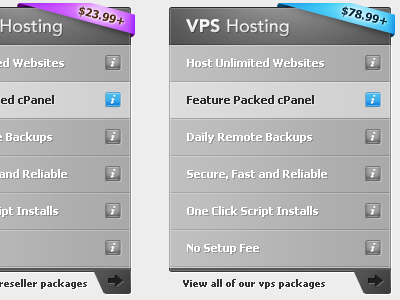 Hosting Design - Packages Area