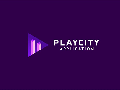PlayCity Logo app city company creative design gradient graphic icon logo media media player play tech technology vector website