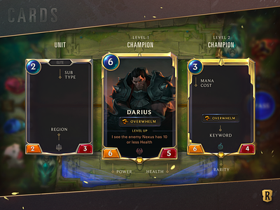 Legends of Runeterra Unit Cards card game cards cards ui design games gaming interactive league of legends texture ui