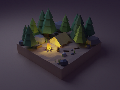 campfire 3d 3d modelling art blender blender3d design digital illustration minimalist