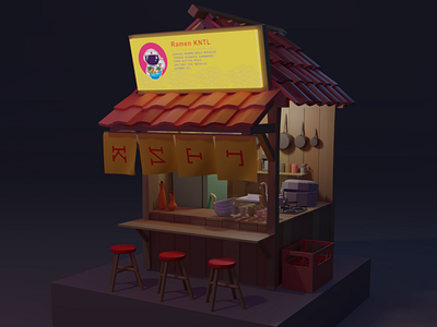 Ramen stall 3d 3d modelling art artwork blender blender3d digital minimalist