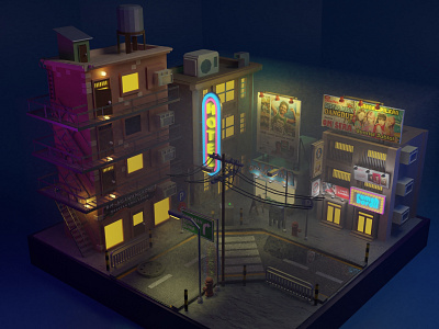 CIty Night 3d modelling art artwork blender3d city city illustration design digital illustration