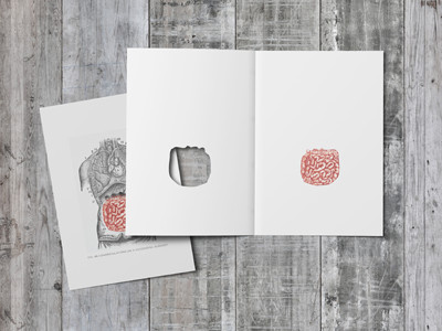 Post Surgery Greeting Card - Intestines graphic design anatomy die cut greeting card wood vintage card intestines