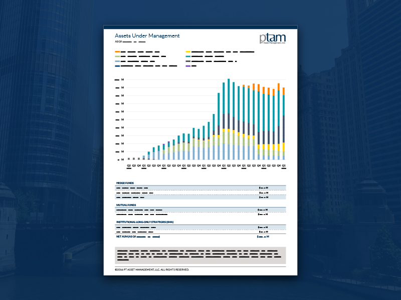 PTAM Assets Under Management (AUM) Sheet finance redesign layout identity design data chart branding blue