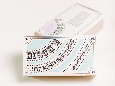 Birchs Safety Matches & Specialty Lighters packaging typography