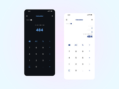 Calculator UI/UX Design - 004 4k app blue calculation calculator calculator app calculator design calculator ui clean color theme dark mode design light mode ui ui design ux design