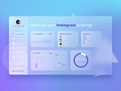 Social Media Dashboard UI/UX Design Concept 2021 trend app dashboard douarts glass magnify glass magnifying glass social media statistics trending ui ui ux ui design ui design trend uidesign uiux ux ux ui uxui