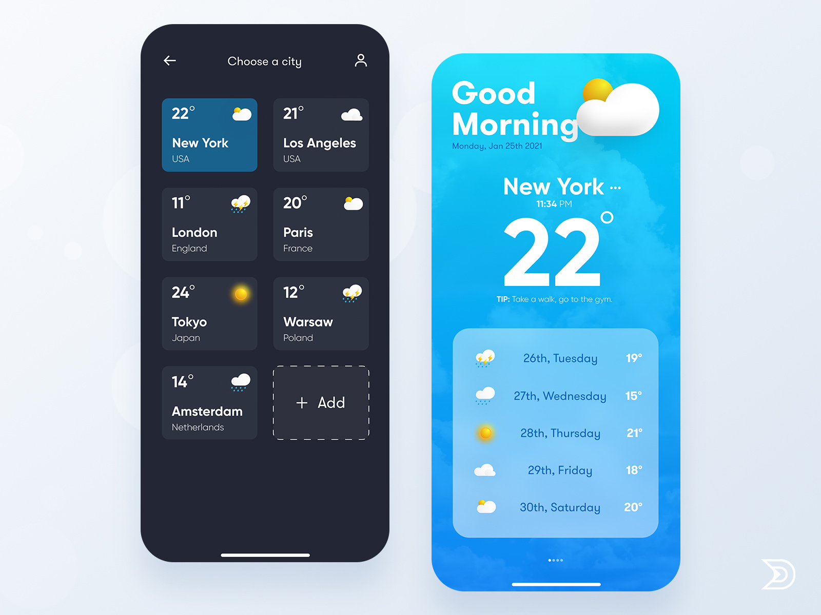 Weather Forecast App UI/UX Design Concept by Najim Doudouh on Dribbble