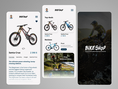 App design for BikeShop app app design application bicycle bicycle app bicycle shop bike design designs minimal ui ux