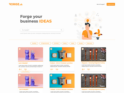 Forge.sk branding design designs idea minimal offer orange startup ui