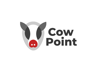 Cow Point animal cow design flat location minimal pictorial logo pictorial mark point typography vector