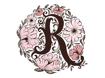 Letter R illustration initial letter lettering