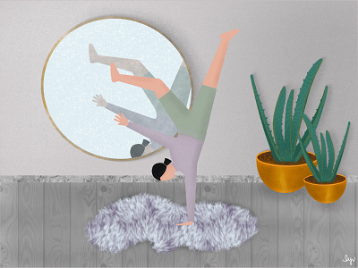 "Balance" [At Home Series] 2d balance character harmony home illustration pose procreate serenity