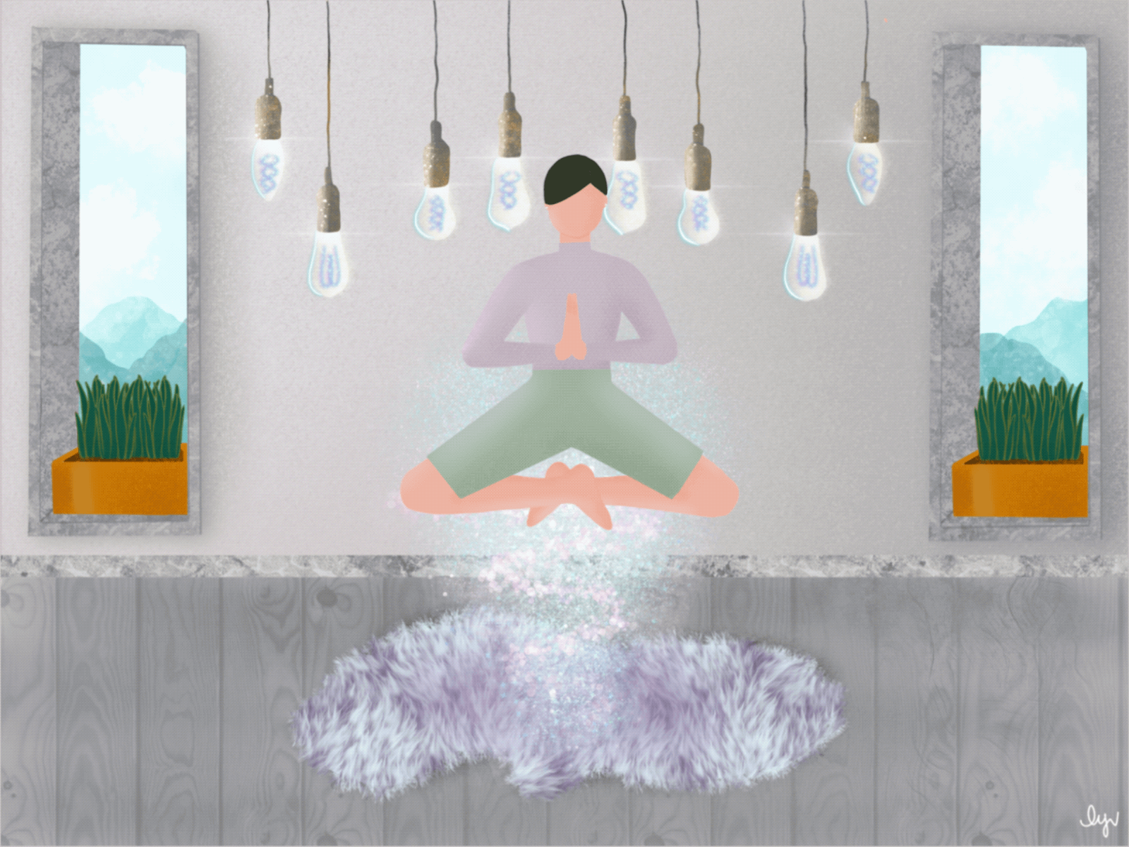 "Harmony" [At Home Series] 2d animation balance character harmony home illustration lights pose procreate serenity