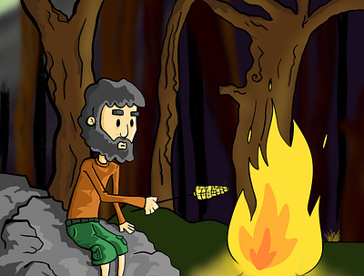 Isolation art artist bonfire cartoon content creator design drawing forest illustration illustrator