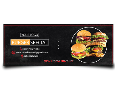 Facebook cover photo for food business branding burger burger menu business design facebook food illustration illustrator minimal