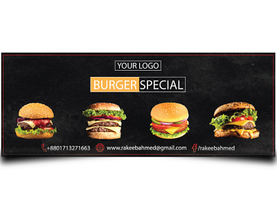 Facebook cover photo for food business banner design branding burger burger menu business design facebook illustration illustrator minimal