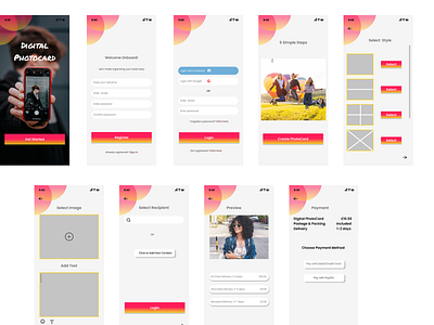 Digital Photocard app design ui ux