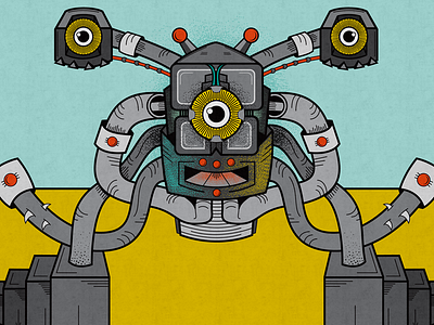The Watcher detail eyeball illustration robot sketch vector