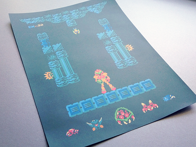 Metroid Print Test 8bit game metroid nintendo paper pixels pop culture poster print retro screenprint