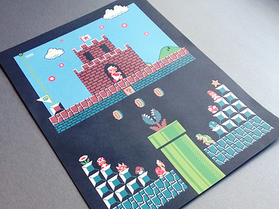 Super Mario Print Test 8bit game mario nes nintendo paper pixels pop culture poster retro screenprint super mario