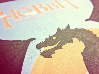 The Hobbit Poster bilbo dragon illustration poster ring screen print smaug texture the hobbit