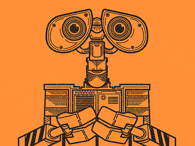 Wall-E Poster WIP eyes illustration orange pixar poster robot screen print vector wall e