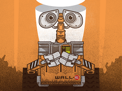 Wall-E Poster WIP eyes illustration orange pixar poster robot screen print vector wall e