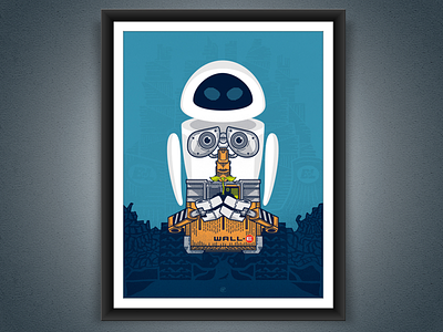 Directive, a WALL-E Screen Print blue disney eve illustraition movie poster pixar poster print robot screen print wall e