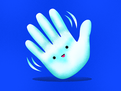Wave Emoji blue emoji hand illustration smiley face textline texture wave