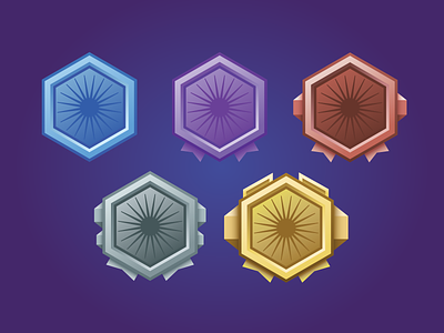 Stock Watch Badges amethyst badge bronze gold hexagon icons leaderboards sapphire silver vector