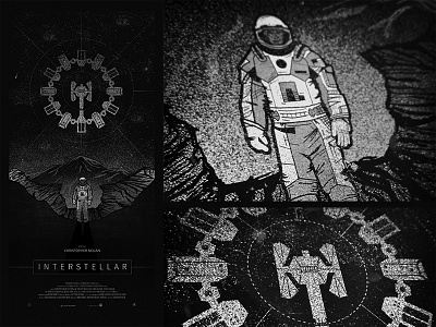 INTERSTELLAR christopher nolan film illustration interstellar movie planet poster scifi screen print space stars
