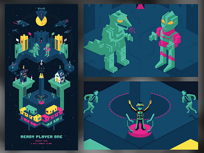 Ready Player One Poster arcade blue game joust pac man poster ready player one screen print star wars zork