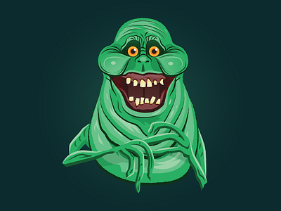 He's an ugly little spud isn't he? film ghost ghostbusters green illustration movie slimer vector