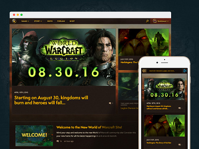 World of Warcraft Responsive Redesign blizzard design game grid of responsive warcraft web world