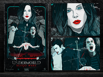 Underworld: Blood Wars VHS cover blood film horror movie poster underworld vampire vhs vintage werewolf