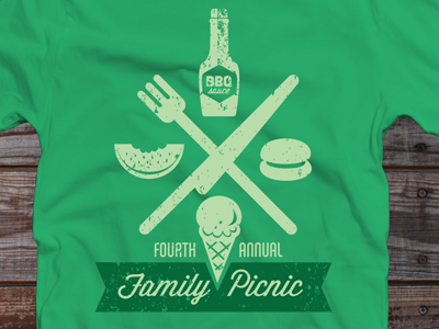 Company Family Picnic Tee food fun graphic green icons illustration print ribbon shirt t shirt tee texture tshirt vintage